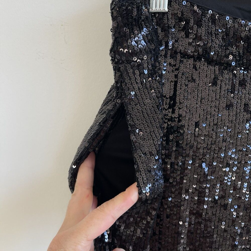Express High Waisted Sequin Cocktail Party Ankle Pant Black Size Medium NWT - Picture 6 of 13